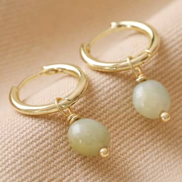 Shop Lisa Angel Amazonite Stone Hoop Earrings In Gold
