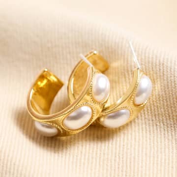 Shop Lisa Angel Chunky Oval Pearl Hoop Earrings In Gold
