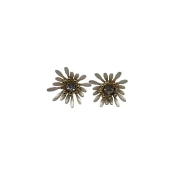 Sixton London Sparkle Flower Earrings In Gold