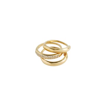 Shop Pilgrim Bloom Recycled Crystal Ring, 3-in-1 Set, Gold-plated