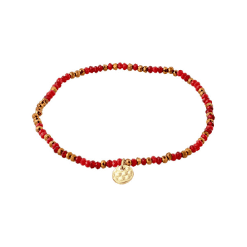 Shop Pilgrim Indie Bracelet Red, Gold-plated
