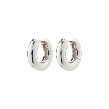 Shop Pilgrim Aica Recycled Chunky Hoop Earrings Silver-plated In Metallic