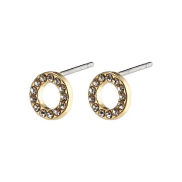 Shop Pilgrim Tessa Recycled Crystal Halo Earrings Gold-plated