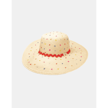 Shop Pachacuti Tutti Frutti Wide Brim Hat Col: Natural/multi, Size: 59cm