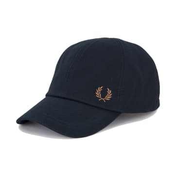 Fred Perry Classic Pique Cap Navy & Shaded Stone In Blue