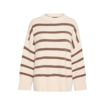 Shop Soaked In Luxury Slravalina Stripe Pullover | White And Walnut