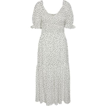 Y.a.s. Mira Dress White Black Dots In Gray