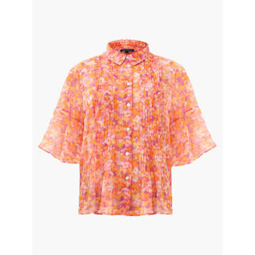 French Connection Cass Hallie Crinkle Pintuck Shirt | Persimmon In Pink