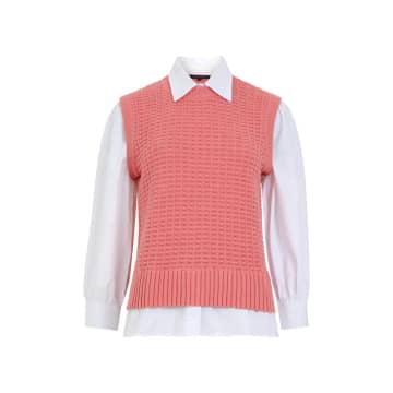 French Connection Mozart Long Sleeve Shirt Jumper | Pink Blossom In White
