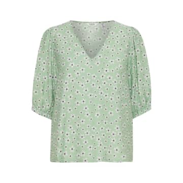 B.young Ibano Woven Top Fair Green Flower
