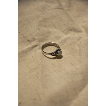 Bon Bon Fistral Silver Oval Moonstone Ring In Metallic
