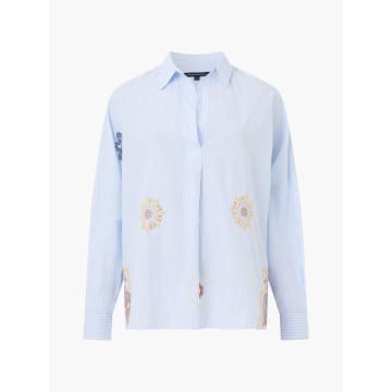 Harrison Fashion Rhodes Poplin Shirt | Linen White/blue