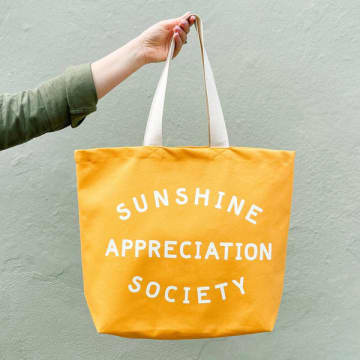 Shop Alphabet Bags Sunshine Appreciation Society In Yellow