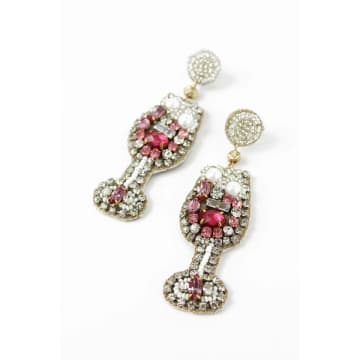 My Doris Pink Champagne Glass Earrings In Gold