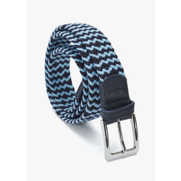 Shop Tyler  &  Tyler Mens Woven Belt In Navy & Light Blue