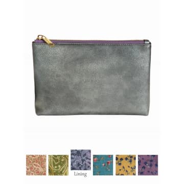 Hot Tomato Pewter And Lavender Grace Faux Leather Pouch In Gray