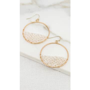 Envy Gold And White Faceted Crystal Hoop Earrings