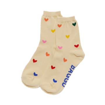 Baggu Small Hearts Unisex Socks In Brown