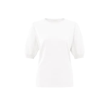 Yaya Fine Yarn Puff Sleeve Sweater | Off White