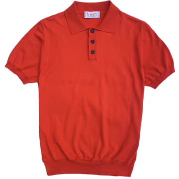 Fresh Weller Extra Fine Cotton Knitted Polo In Orange In Red