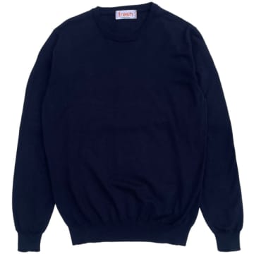Fresh Tom Extra Fine Cotton Crew Neck Sweater In Navy In Blue