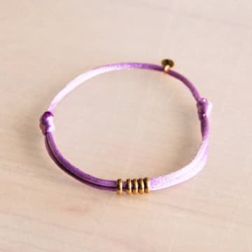 Bazou Satin Bracelet With Rings In Purple