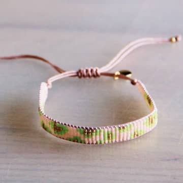 Bazou Woven Bracelet With Leopard Print In Pink