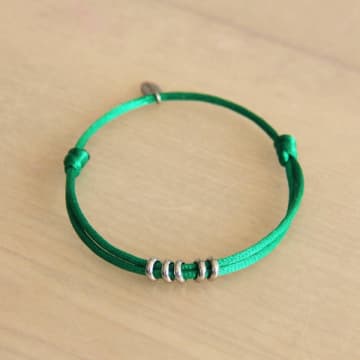 Bazou Satin Bracelet With Rings In Green