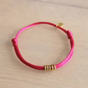Bazou Satin Bracelet With Rings In Pink