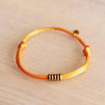 Bazou Satin Bracelet With Rings In Orange