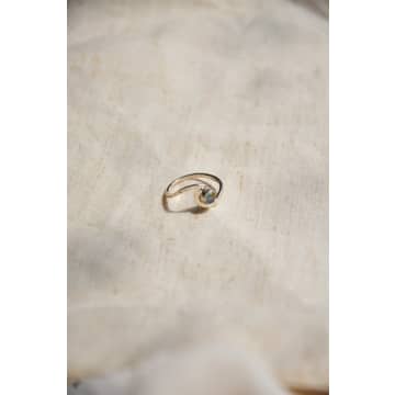 Bon Bon Fistral Hammered Silver Wave Ring With Moonstone In Metallic
