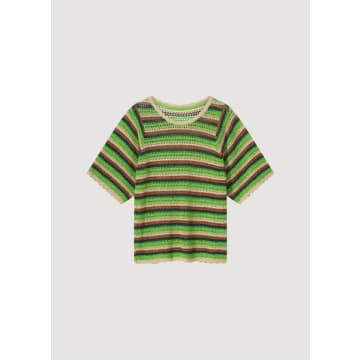 Summum Woman Striped Jumper With Shimmer In Green