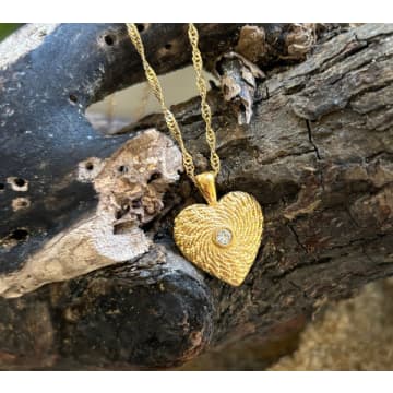 Ocean Ripples 18ct Gold Plated Heart Pendant Necklace