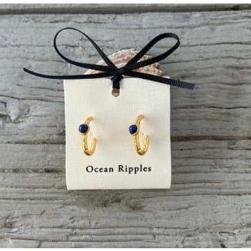 Ocean Ripples 18ct Gold Plated Lapis Lazuli Hook Earrings