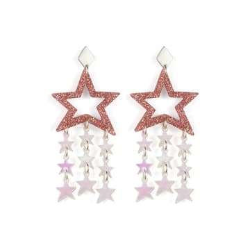 Toolally Star Chandelier Earrings In Pink