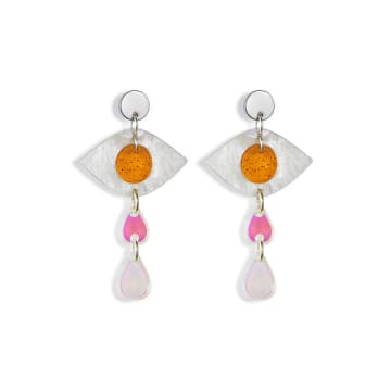 Toolally Women's Yellow / Orange Eye Drop Earrings- Orange
