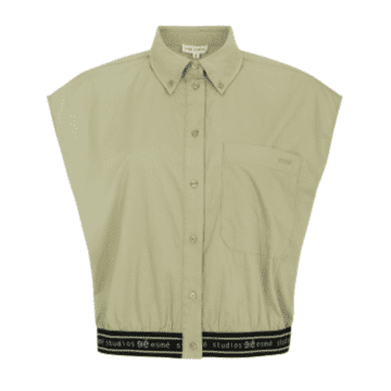 Esme Studios Elm Green Calla Cropped Shirt
