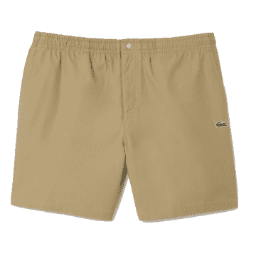 Lacoste Relaxed Fit Stretch Cotton Poplin Shorts Beige In Neturals