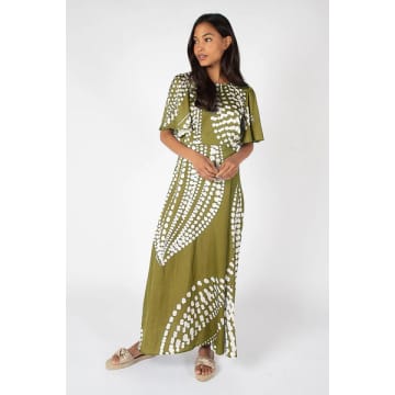 Traffic People Rene Dress In Olive Abstract In Green