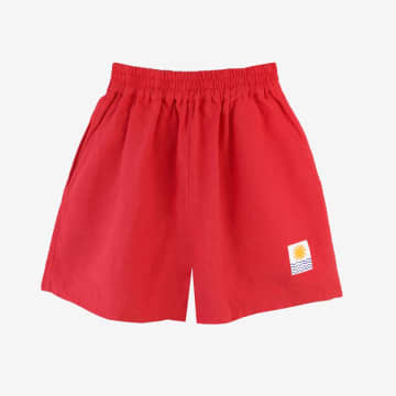 Lf Markey Vermillion Linen Shorts In Red
