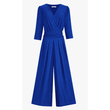 Msh Wide Leg Cropped Jumpsuit In Royal Blue