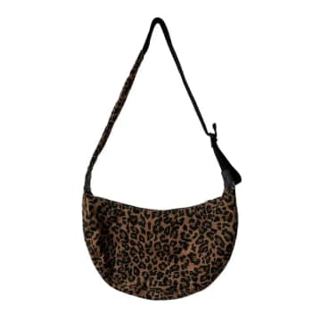 Sixton London Leopard Print Sling Bag Small In Dark Brown