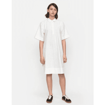 Esme Studios Candy Short Sleeve Dress Buttercream Stripes In White
