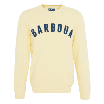Barbour Prep Logo Crew Mens Sweatshirt Heritage Lemon In Yellow