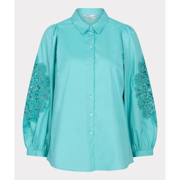 Esqualo Lace Sleeve Shirt In Green