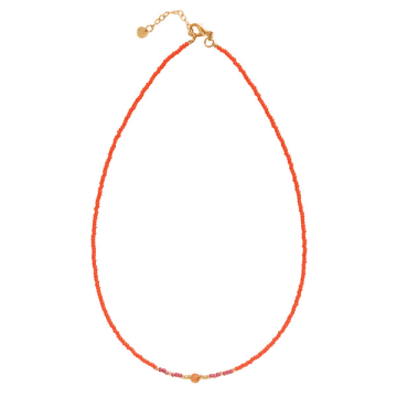A Beautiful Story Excitement Carnelian Gold Coloured Necklace In Orange
