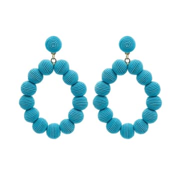 Narratives The Agency Turquoise Woven Ball Oval Earrings In Blue