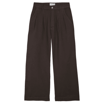 Emile And Ida Linen Zebulon Trousers In Bitume In Gold