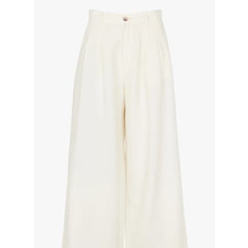 Emile And Ida Zebulon Linen Trousers In Chantilly In Gold
