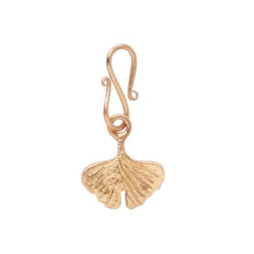 A Beautiful Story Ginkgo Leaf Small Charm Gold Plated In Burgundy